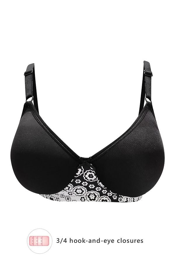 Buy Padded Non-Wired Full Cup T-shirt Bra In Black Online India, Best ...