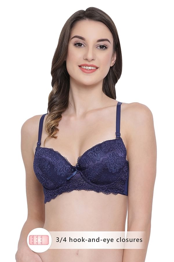 Buy Level 2 Push-Up Underwired Full Cup Multiway Bra in Dark Blue - Lace  Online India, Best Prices, COD - Clovia - BR2163P08