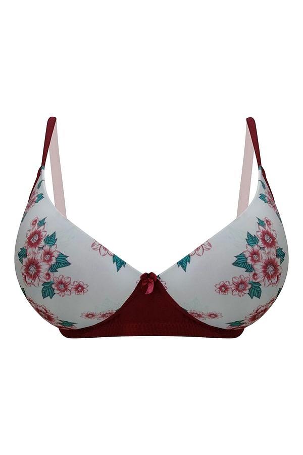 Buy Level 1 Push Up Padded Non Wired Demi Cup Floral Print T Shirt Bra