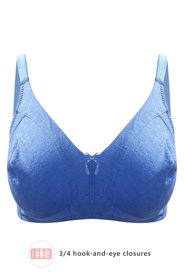 Buy Non Padded Non Wired Full Coverage Bra In Blue 100 Cotton Online India Best Prices Cod 