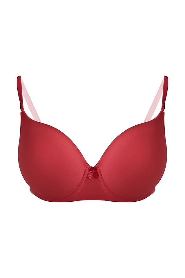 Buy Level 1 Push Up Padded Underwired Demi Cup Multiway T Shirt Bra In Red Online India Best 6562