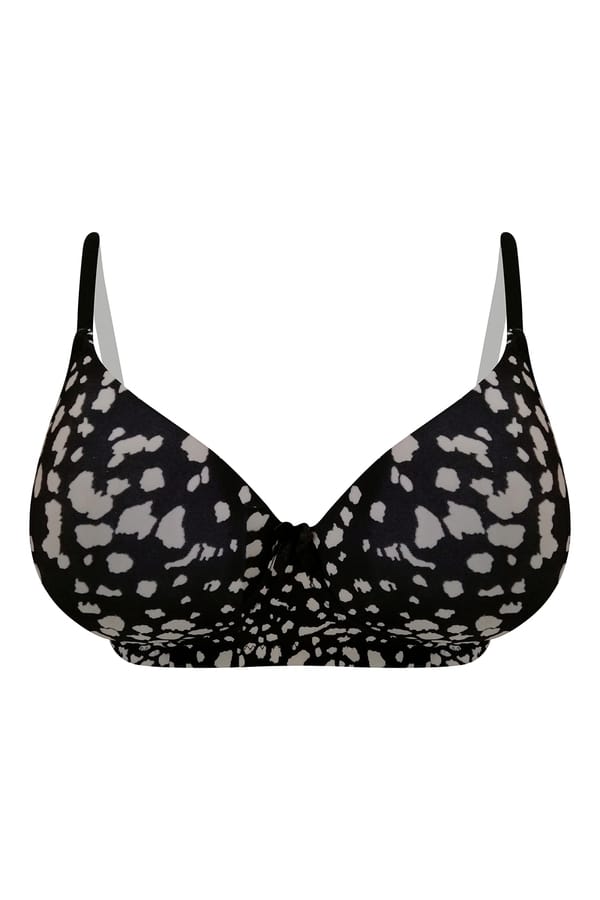 Buy Padded NonWired Full Cup Animal Print Tshirt Bra in Black Online