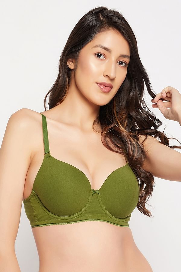 Buy Padded Underwired Full Cup Multiway T Shirt Bra In Green Cotton Online India Best Prices 2837