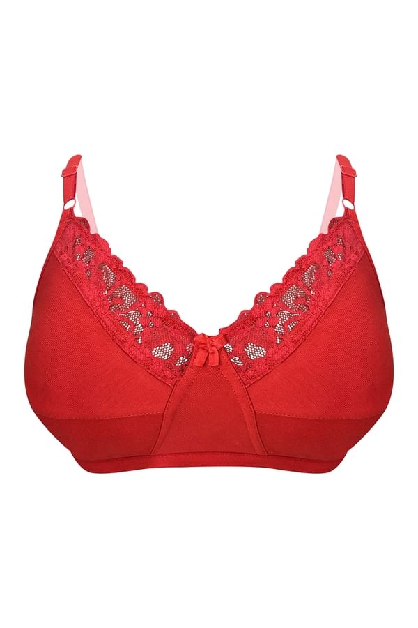 Buy NonPadded NonWired Full Cup Bra in Red Cotton Online India