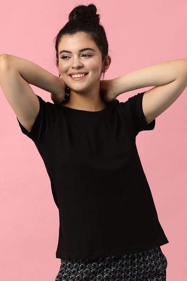 Buy Chic Basic Top in Black- 100% Cotton Online India, Best Prices, COD ...