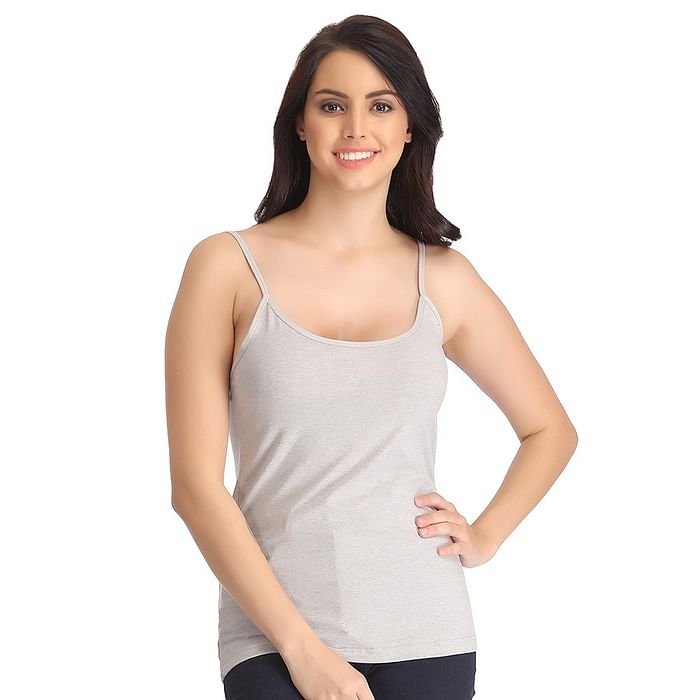 

Clovia Stretchable Cotton Camisole - CM0006R01, Light grey