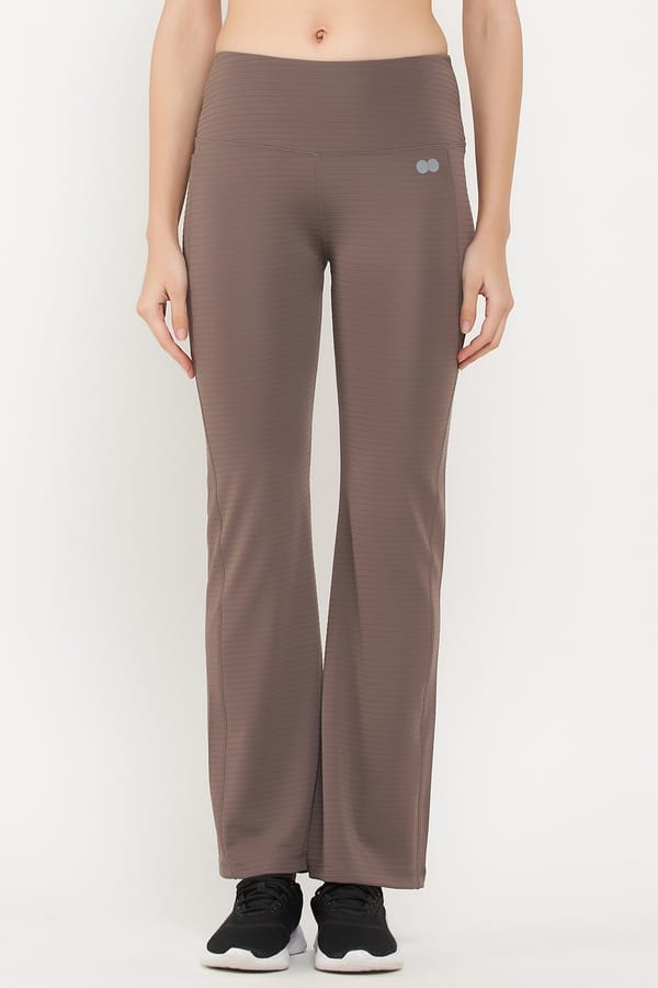 Buy Comfort Fit HighWaist Flared Yoga Pants in Dark Grey with Side