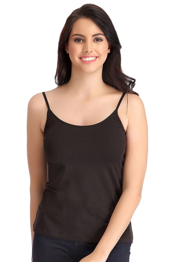 Buy Stretchable Cotton Camisole In Black Online India, Best Prices, COD ...