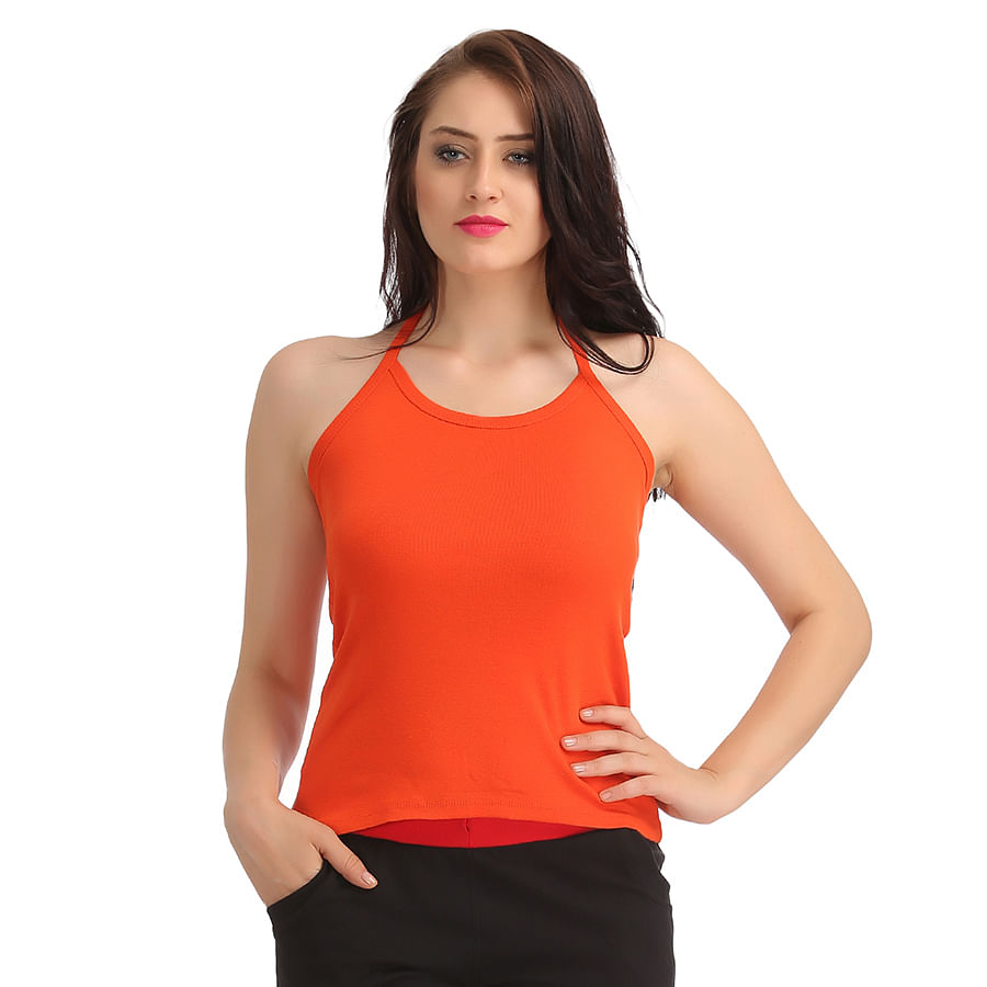 Buy Cotton Camisole With Halter Neck - Orange Online India, Best Prices ...
