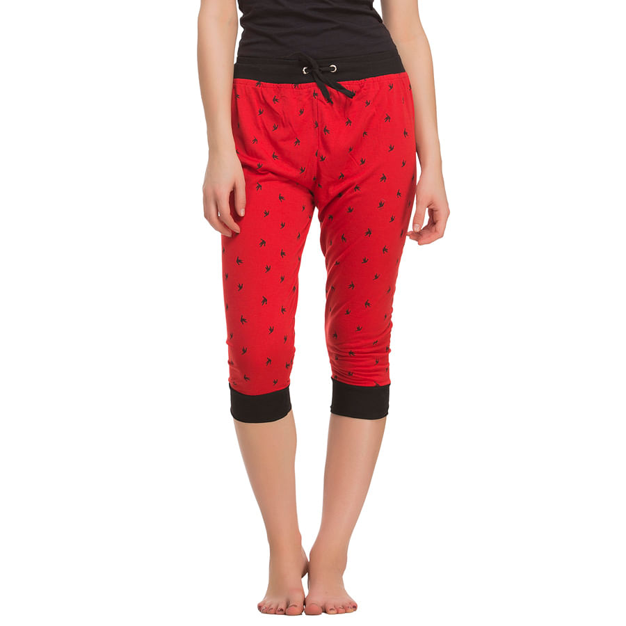 Buy Cotton Capri In Red Color Online India at Best Prices, COD - Clovia