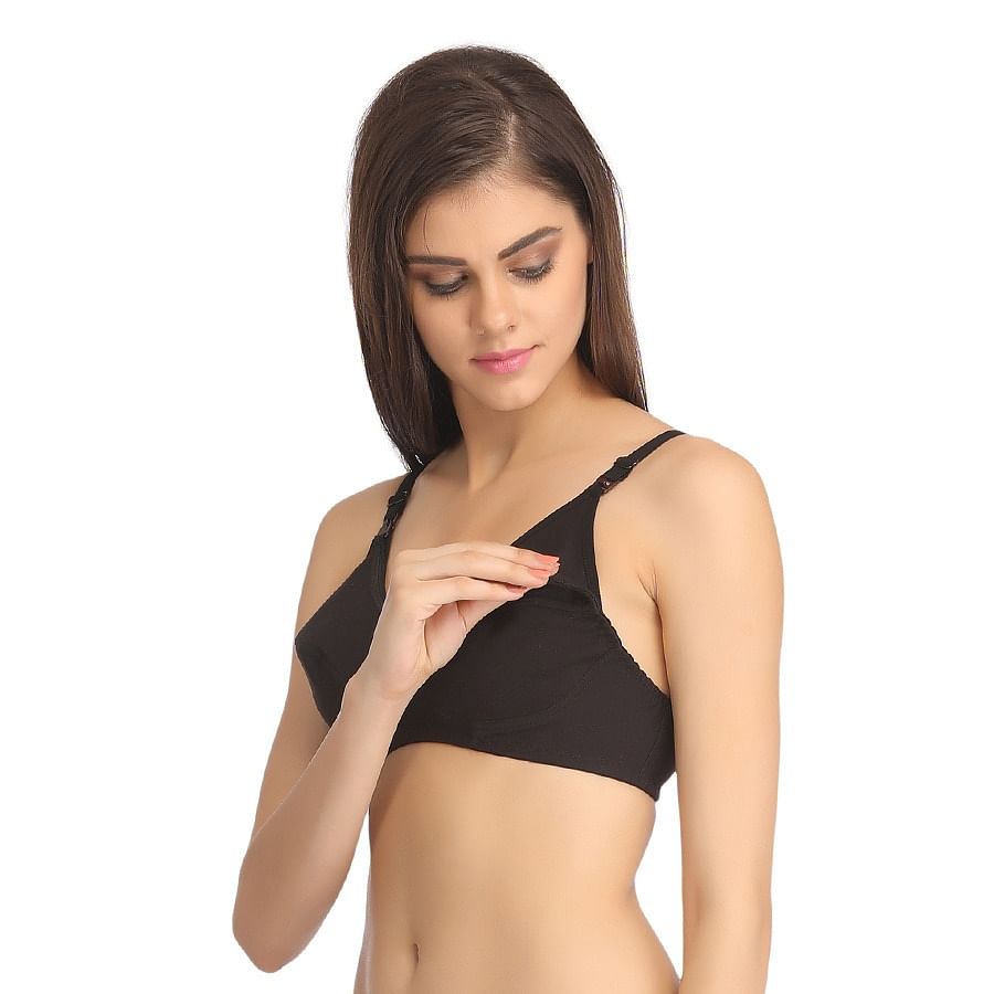 Buy Clovia Lightly Padded Non Wired Full Coverage Maternity / Nursing Bra -  Black at Rs.714 online