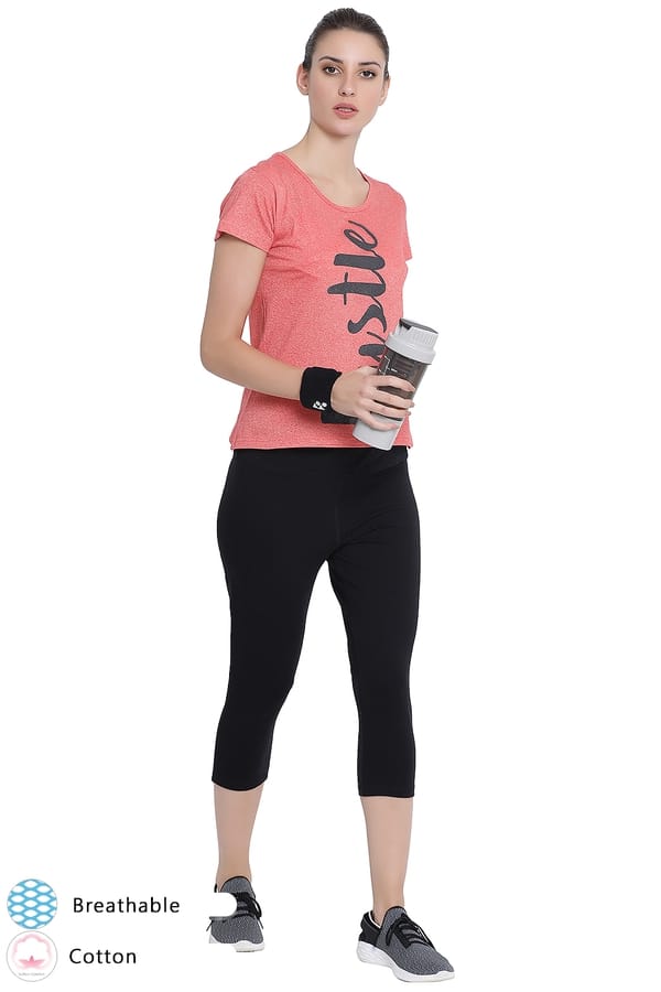 Buy Coral Red Cotton Gym/Sports Activewear Top Online India, Best