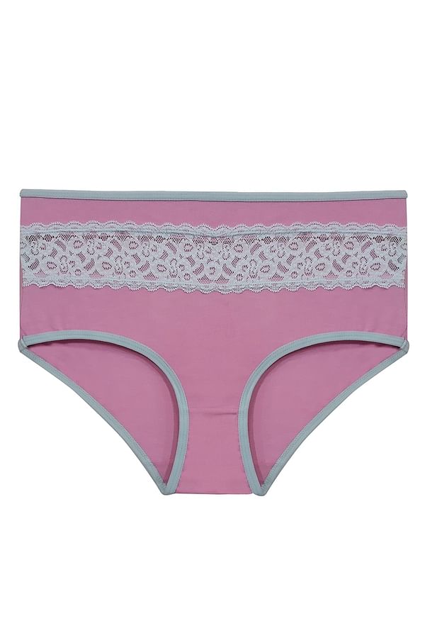 Buy Cotton High Waist Hipster Panty with Lace Insert In Pink Online ...