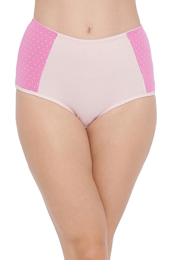 Buy Cotton High Waist Hipster Panty With Polka Print Panels In Pink Online India Best Prices 7766