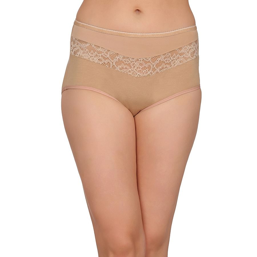 Buy Cotton High Waist Hipster Panty with Lace Panels at Sides In Pink  Online India, Best Prices, COD - Clovia - PN1057P22