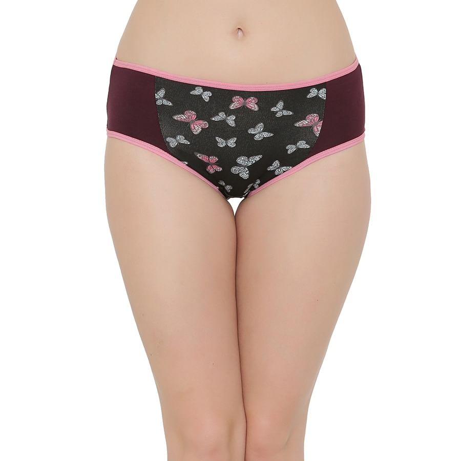 Buy Cotton Mid Waist Butterfly Print Hipster Panty Online India, Best