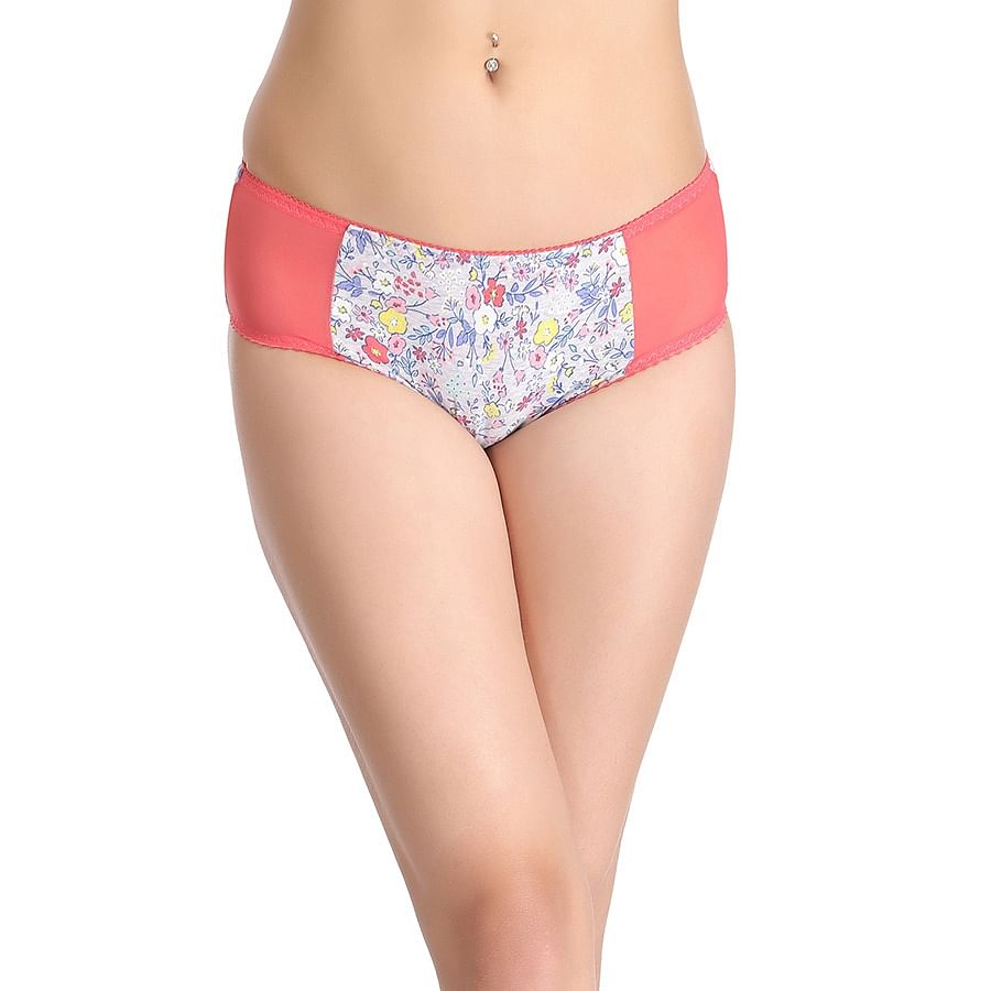 Buy Cotton Mid Waist Floral Print Hipster Panty With Powernet Wings Online India Best Prices 1276