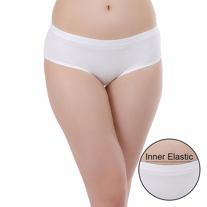

Clovia Cotton Mid Waist Hipster Panty with Inner Elastic - PN5000R18, White
