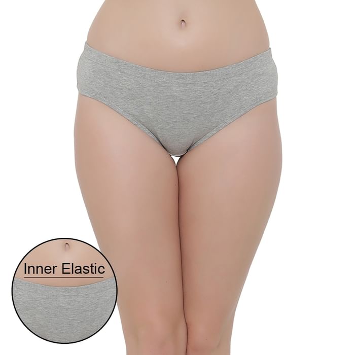 

Clovia Cotton Mid Waist Hipster Panty with Inner Elastic - PN2508P01, Light grey