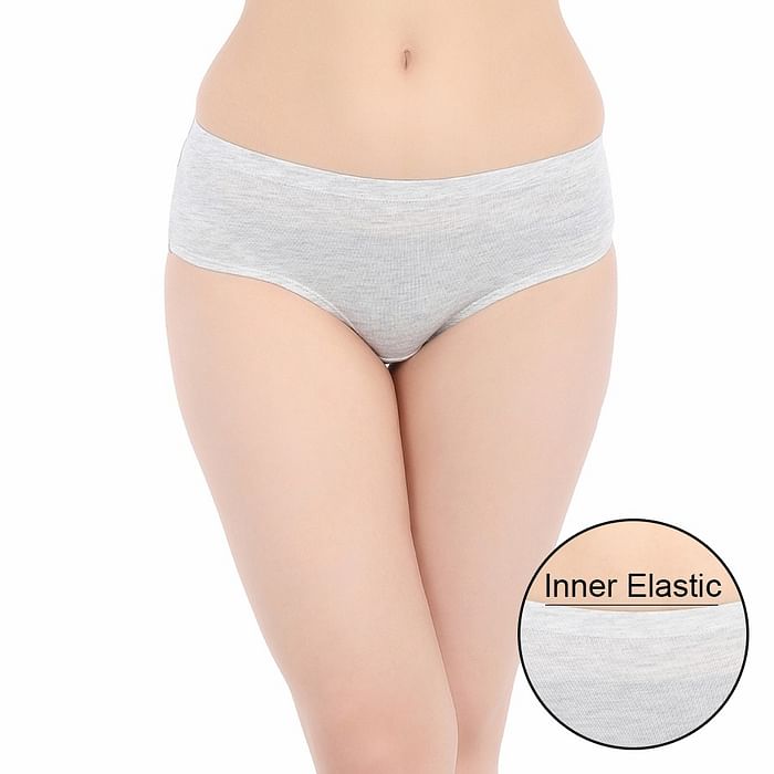 

Clovia Cotton Mid Waist Hipster Panty with Inner Elastic - PN5000R01, Light grey