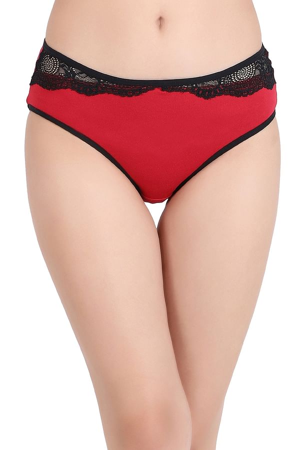 Buy Cotton Mid Waist Hipster Panty With Lace At Waist Online India Best Prices Cod Clovia 2596