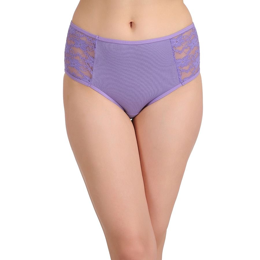 Buy Cotton Mid Waist Hipster Panty With Lace Panel Online India Best Prices Cod Clovia 3444