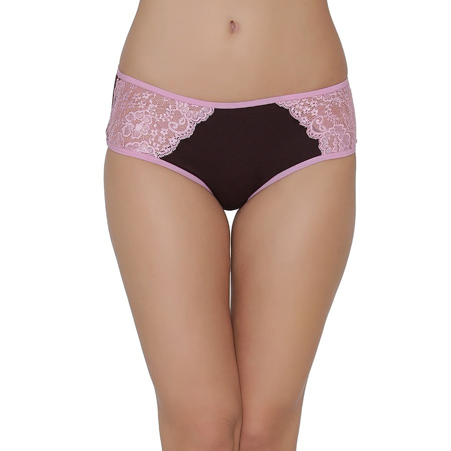 Buy Cotton Mid Waist Hipster Panty With Lace Sides Online India Best Prices Cod Clovia 8136