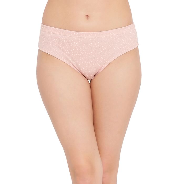 

Clovia Mid Waist Printed Hipster Panty with Inner Elastic in Baby Pink - Cotton - PN5015R22, Light pink