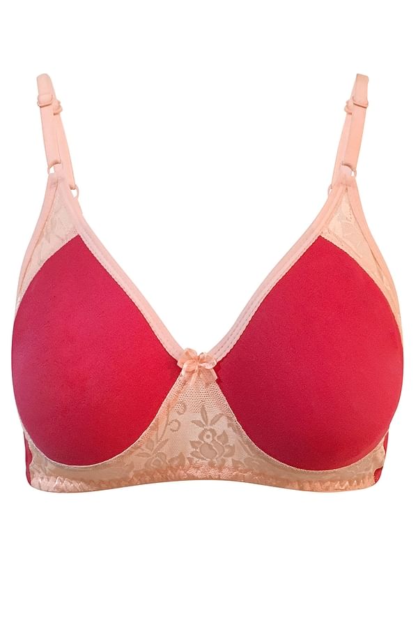 Buy NonPadded NonWired Full Coverage Bra in Pink Cotton Rich Online