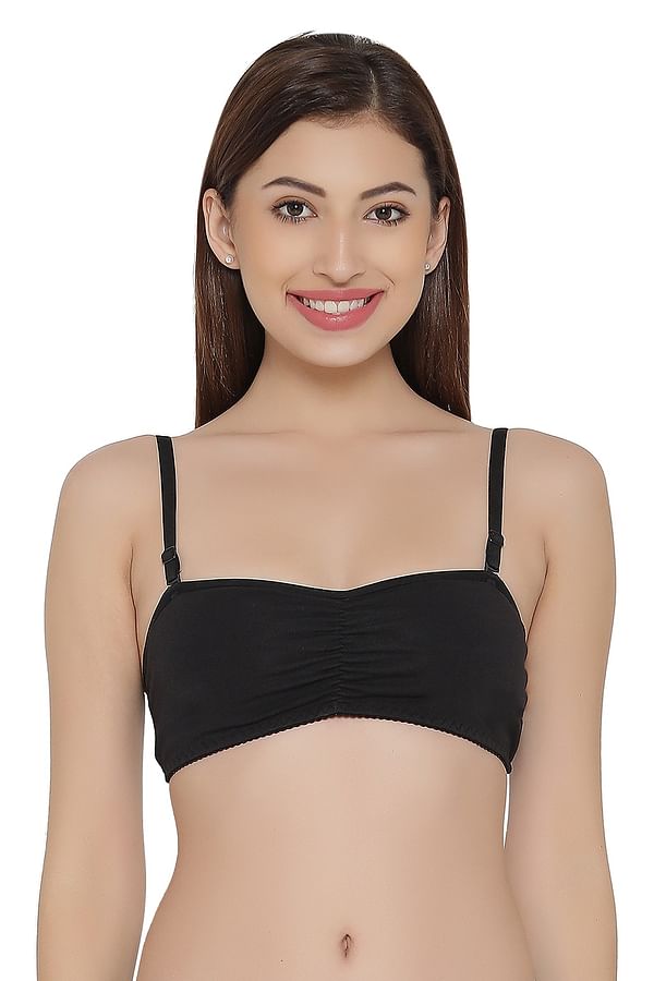 Buy Padded Non Wired Beginner Bra In Black Cotton Online India Best Prices Cod Clovia 