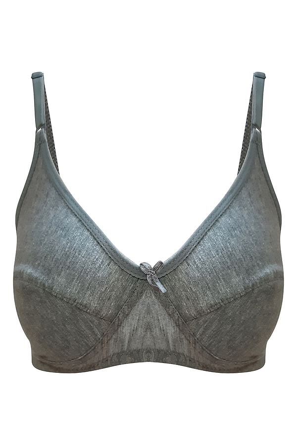 Buy Non-Padded Non-Wired Full Cup Bra In Grey - Cotton Online India ...