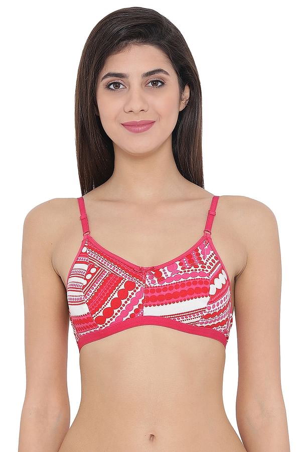 Buy Non Padded Non Wired Full Coverage Printed Bra In Pink Cotton Online India Best Prices 