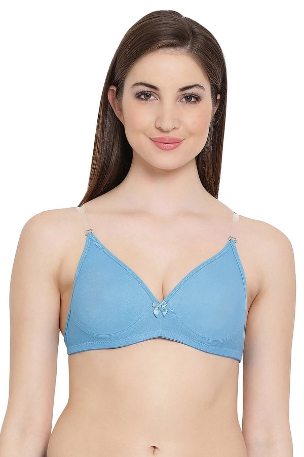 Buy Non-Padded Non-Wired Full Cup Racerback Bra in Blue 