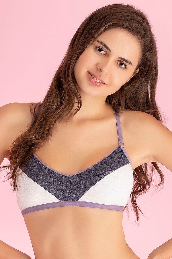 Buy Cotton Padded Non Wired Racerback Teen Bra In Grey Online India 