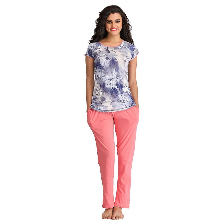 Buy Cotton Printed Top & Pyajama Set - Blue Online India, Best Prices ...