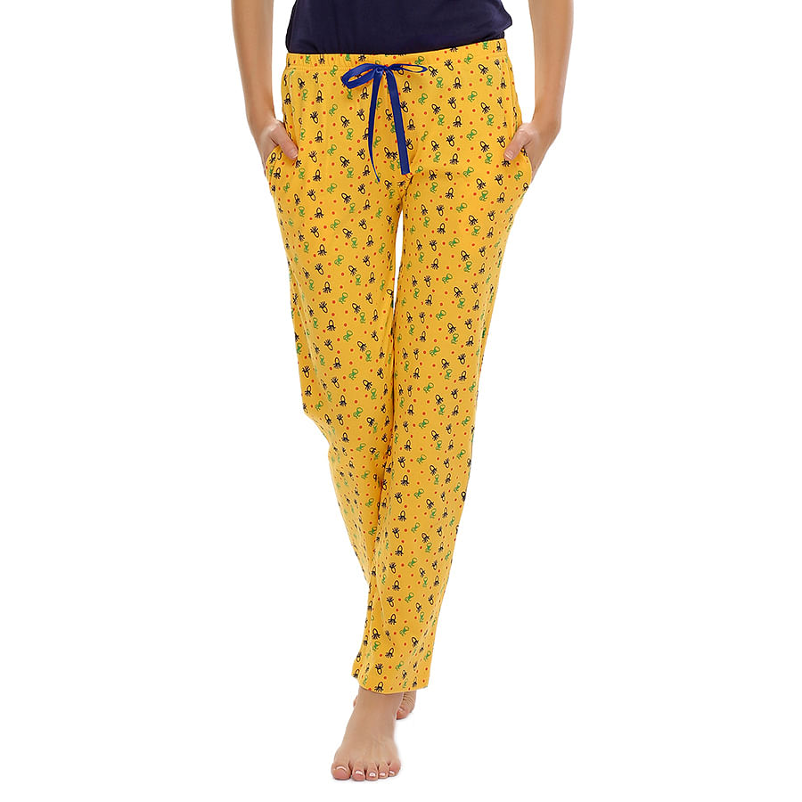 Buy Yellow Color Cotton Pyjama With Funky Prints Online India, Best ...