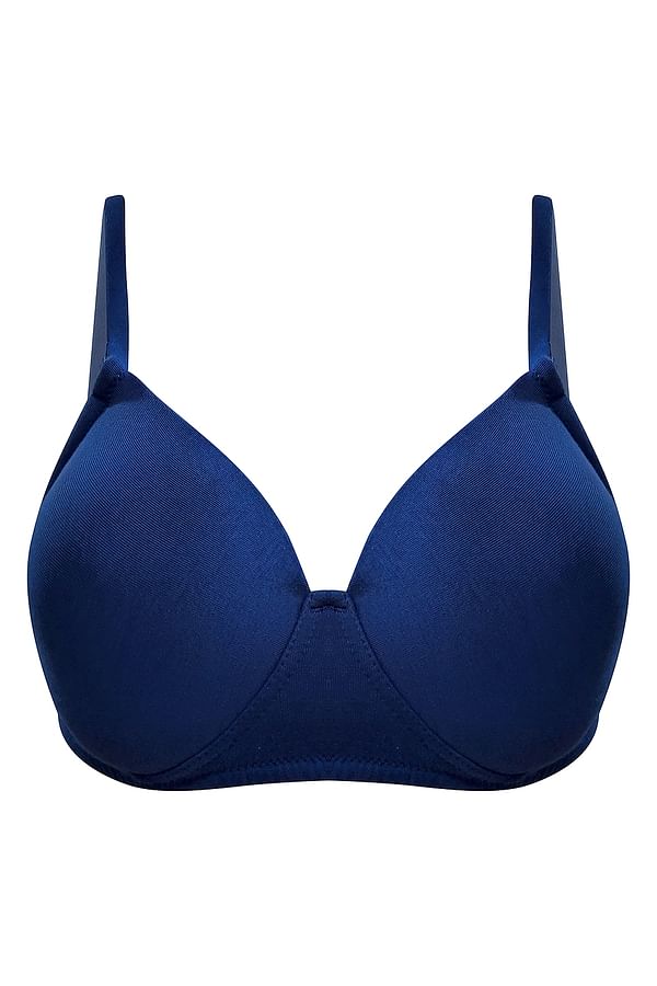Buy Lightly Padded Non-Wired Multiway Bra In Blue - Cotton Rich Online ...