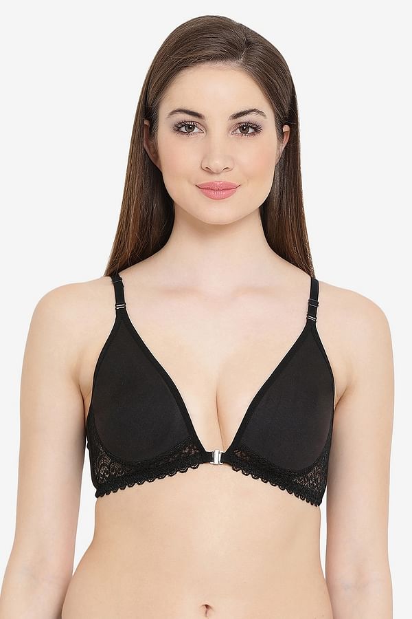 Buy Non Padded Non Wired Front Open Plunge Bra In Black Cotton Rich Online India Best Prices 9997