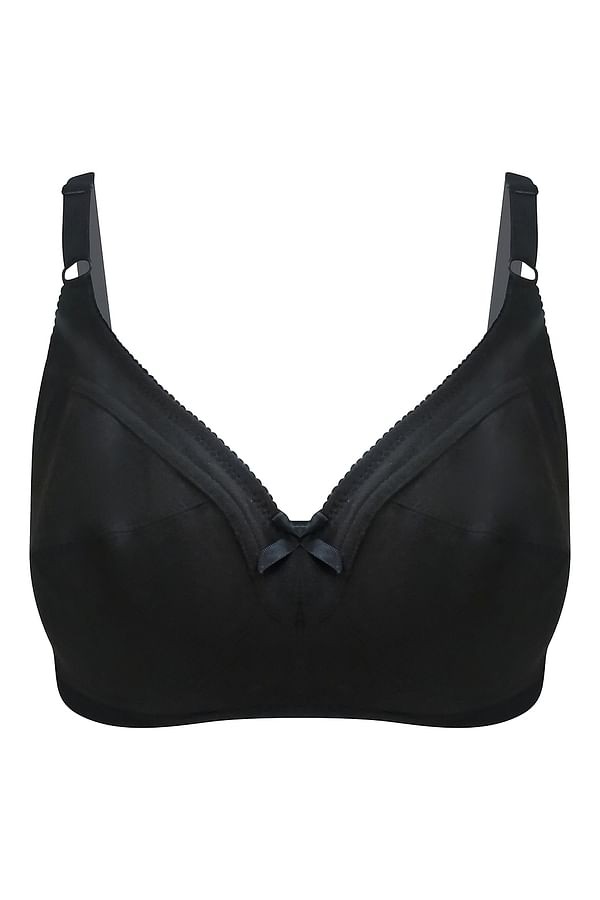 Buy Non-Padded Non-Wired Full Coverage Bra In Black - Cotton Rich ...