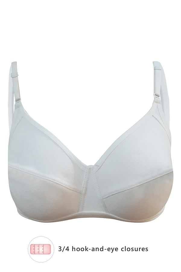 Buy Non-Padded Non-Wired Full Coverage Bra in White - Cotton Rich ...