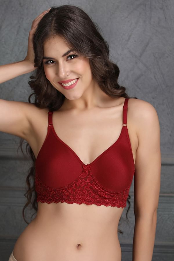 Buy Clovia Flair Non-Padded Non-Wired Demi Coverage Spacer Cup Front Open  Plunge Bra in Maroon - Cotton Rich Online at Best Prices in India - JioMart.