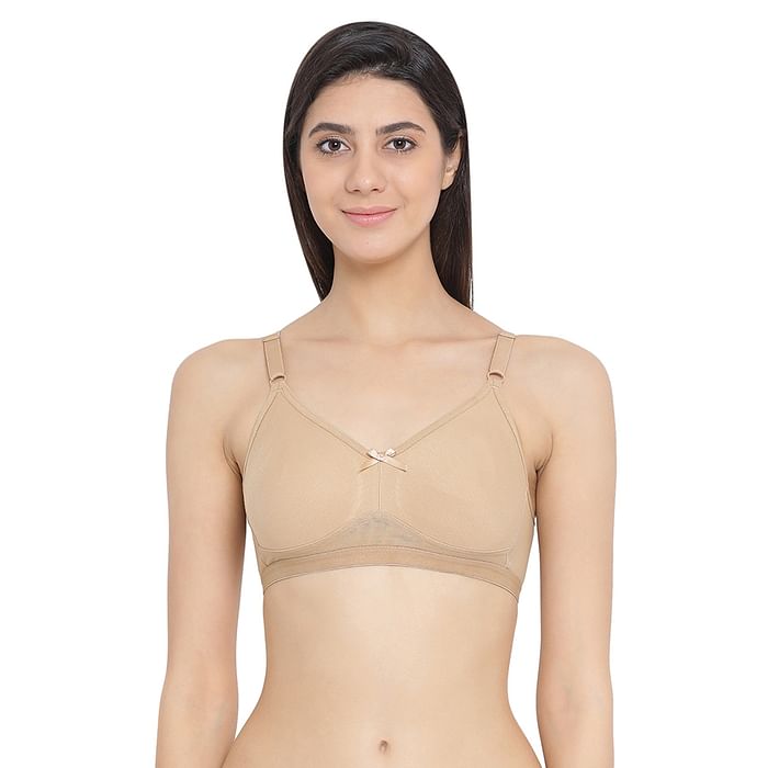 

Clovia Cotton Rich Padded Non-Wired T-shirt Bra with Powernet - BR1664B24, Nude-colour