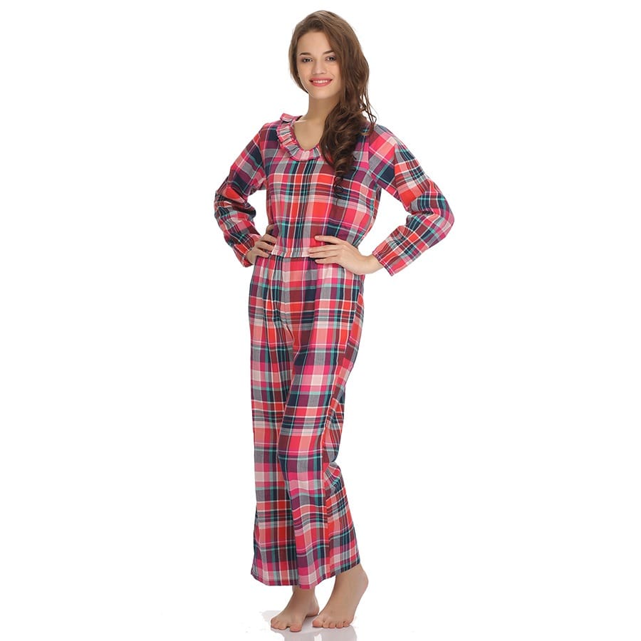 Buy Cotts Wool Coral Color Jumpsuit in Plaid Online India, Best Prices