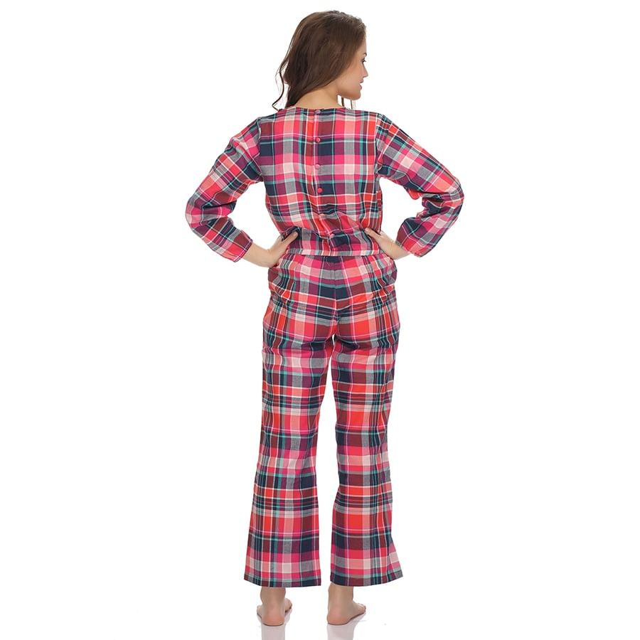 Buy Cotts Wool Coral Color Jumpsuit in Plaid Online India, Best Prices