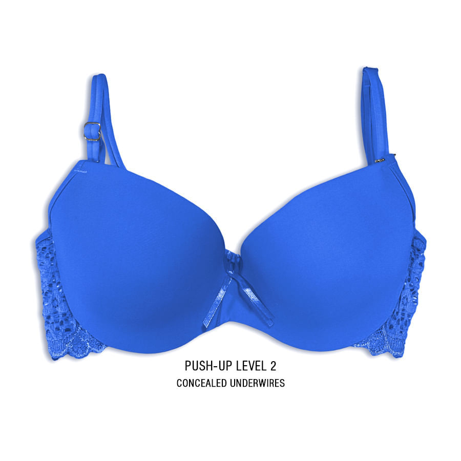 Buy Dark Blue Push Up Bra With Detachable Straps Online