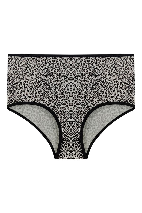 High Waist Animal Print Hipster Panty in Black - Cotton