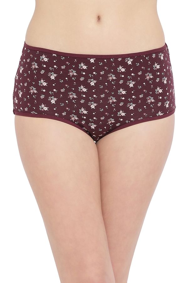 Buy High Waist Floral Print Hipster Panty In Dark Purple Cotton Online India Best Prices Cod 5327