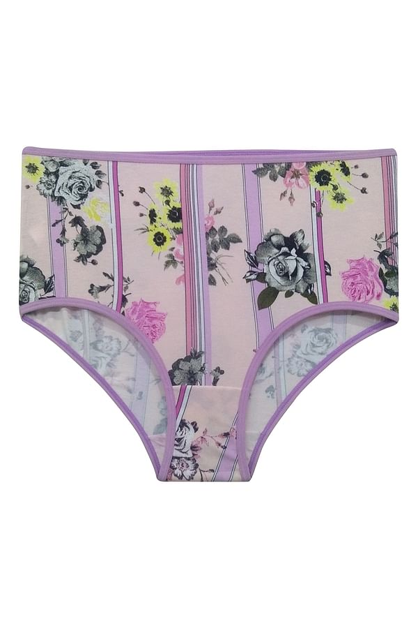 Buy High Waist Floral Print Hipster Panty in Light Pink