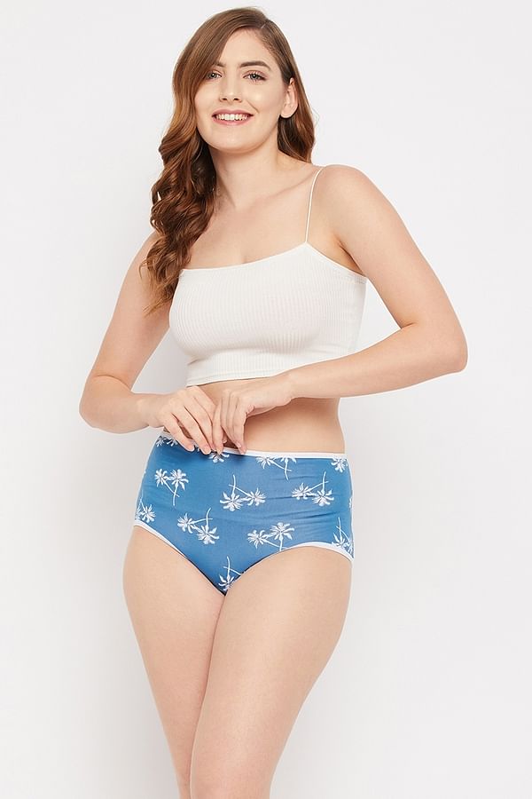 Buy High Waist Floral Print Hipster Panty In Sky Blue Cotton Online India Best Prices Cod 7939