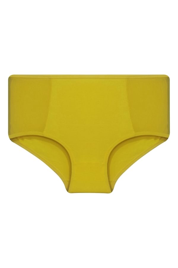 Buy High Waist Hipster Panty in Yellow with Panels Cotton